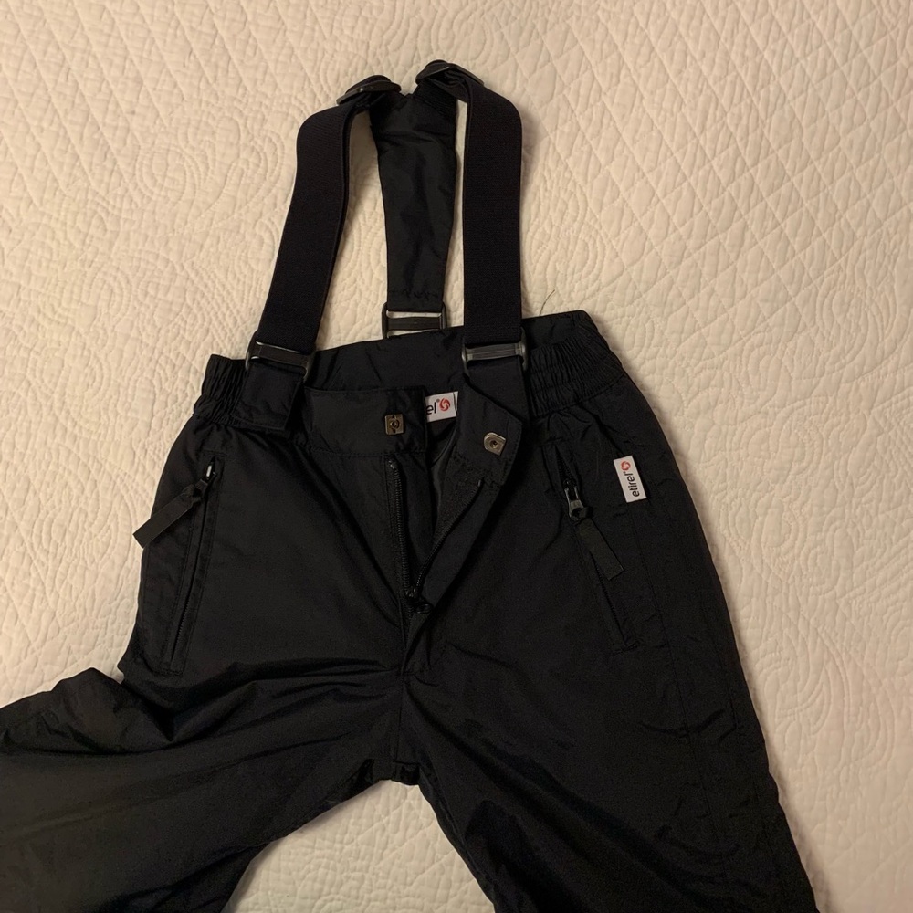 ETIREL Children's Black Snow Pants with Adjustable Straps